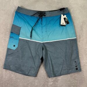 Rip Curl Dawn Patrol Boardshort Mens 33 10" Light Blue Grey Gradient Swim Trunks
